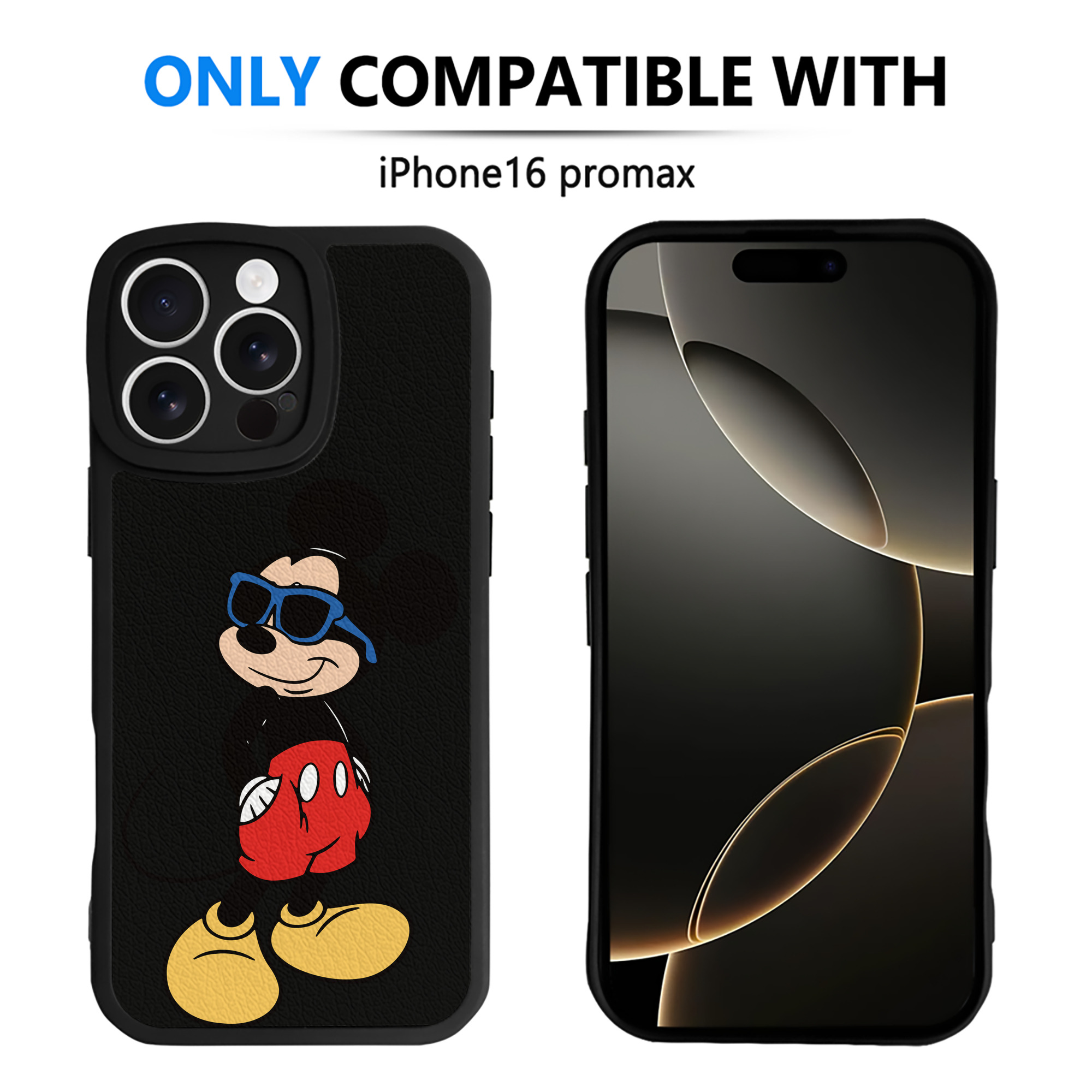 （画像用） ミッキーマウス Mickey Mouse 【iPhone 16シリーズ対応】シリコンスマホケース（レザー調） 材質：シリコン